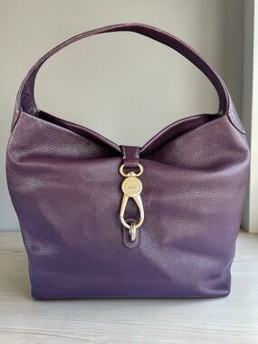 Dooney & Bourke Plum Leather Shoulder Bag with Gold Hardware READ